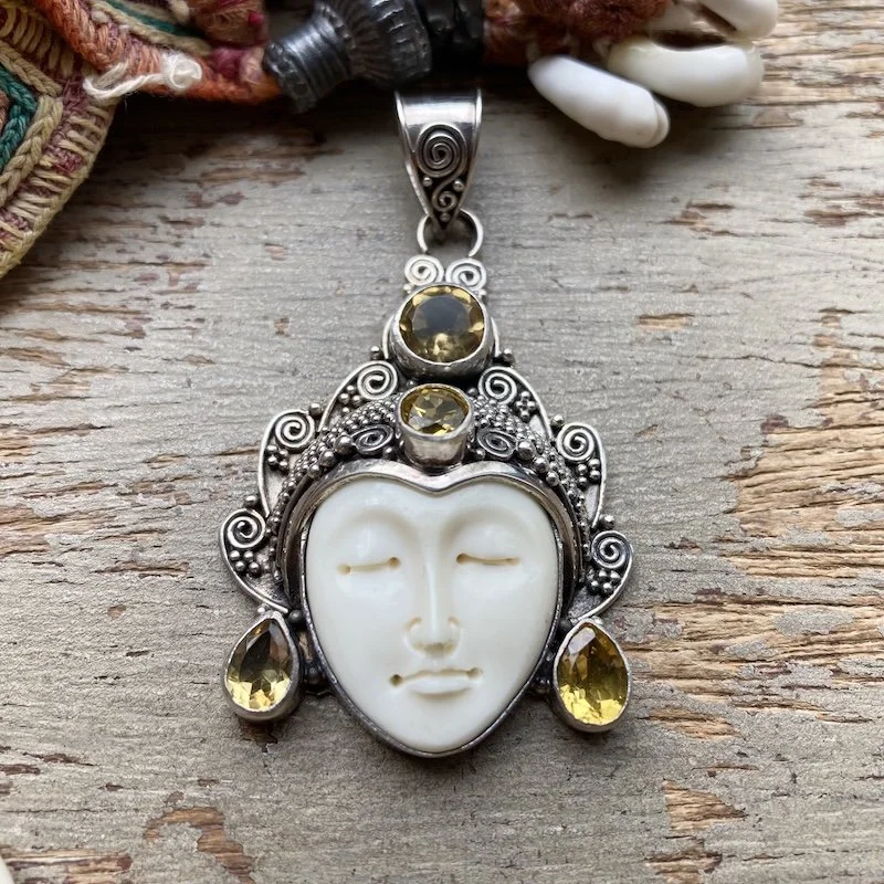 large sterling silver and citrine Balinese goddess pendant 1.jpeg