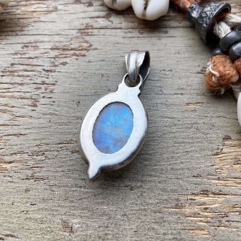 Dreamy Sterling Silver and Rainbow Moonstone Pendant