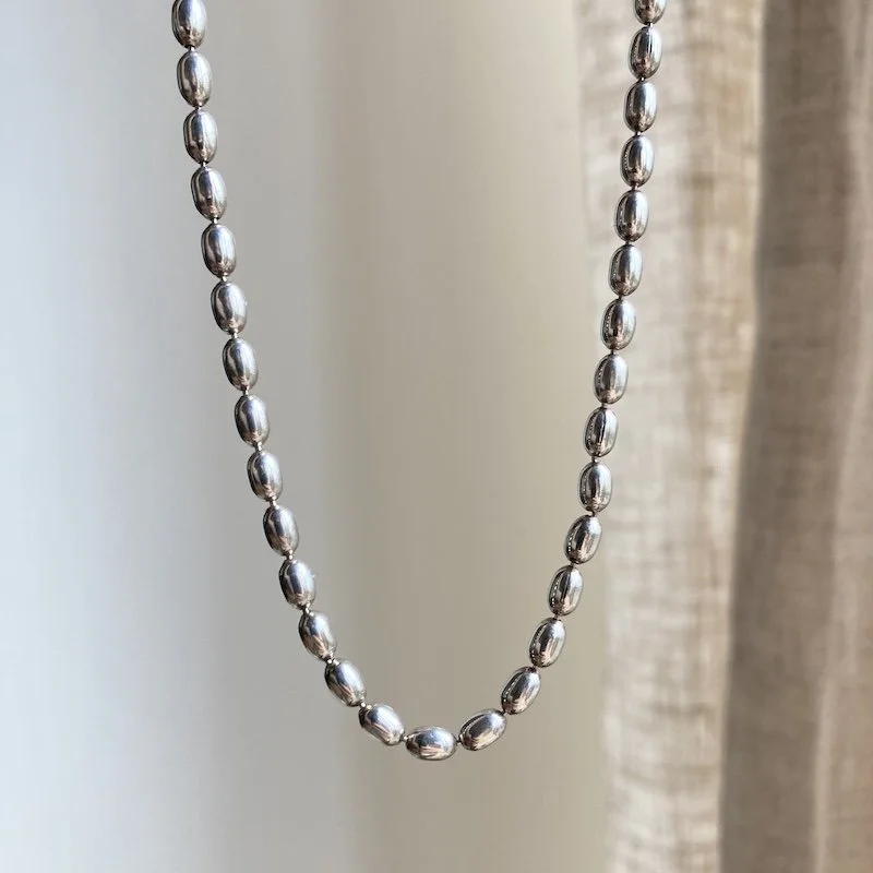 Amazing Vintage Sterling Silver Beaded Chain Necklace
