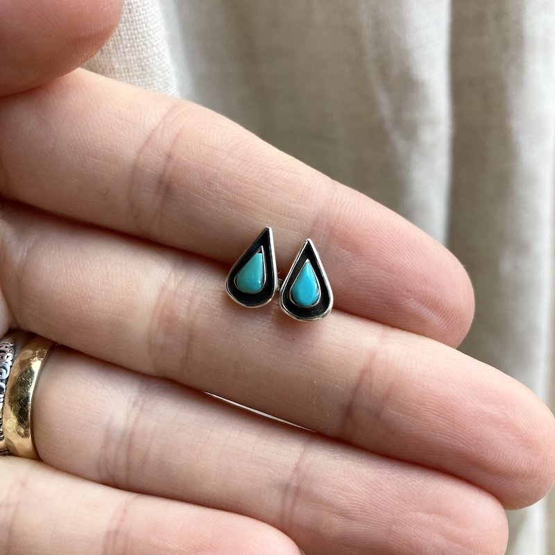 Vintage Zuni Sterling Silver and Turquoise Earrings