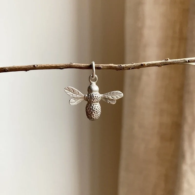 Beautiful Little Sterling Silver Bee Pendant