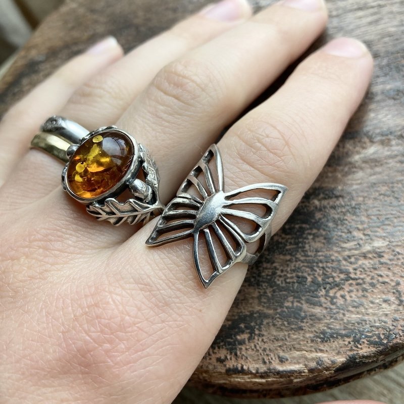 Cute Vintage Sterling Silver Butterfly Ring