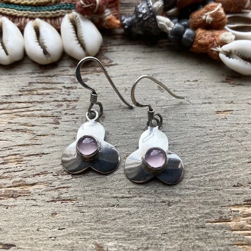 sterling silver rose quartz flower earrings 1.jpeg