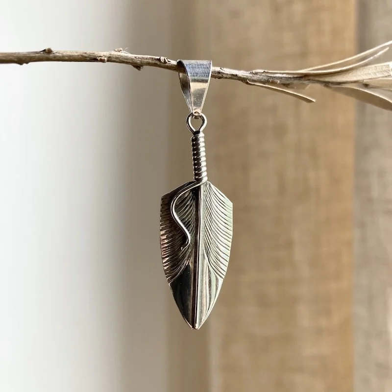 Southwestern sterling silver feather pendant 1.jpeg
