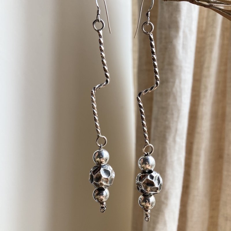 Amazing Vintage Funky Sterling Silver Dangly Earrings