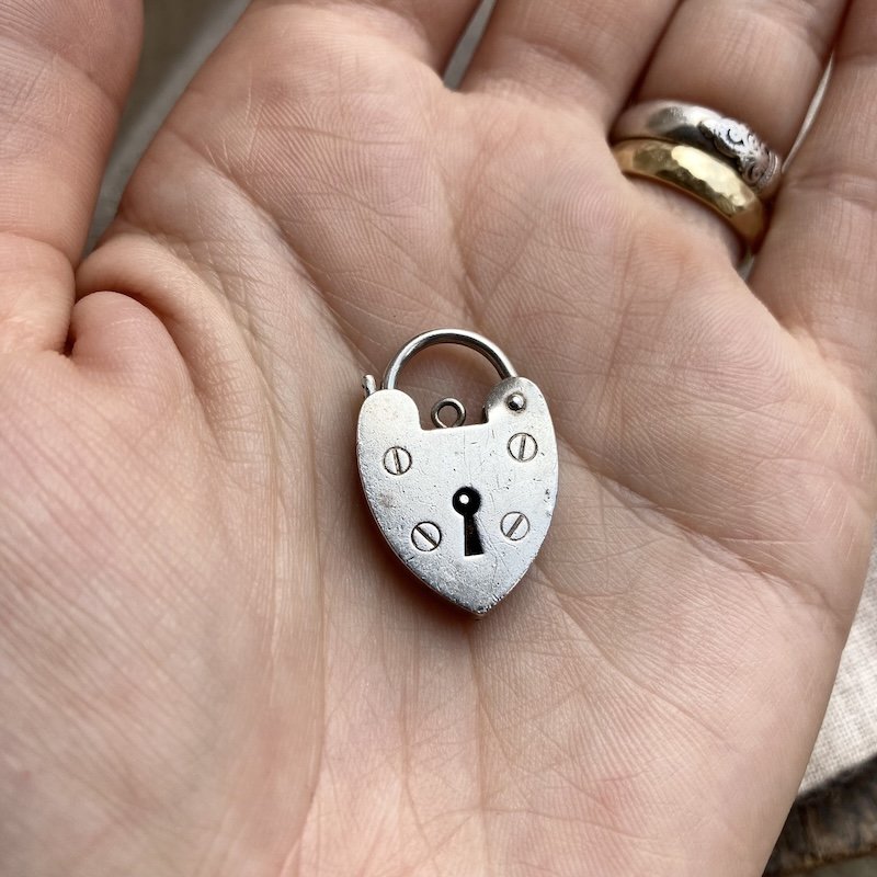 Fab Vintage Large Sterling Silver Heart Padlock