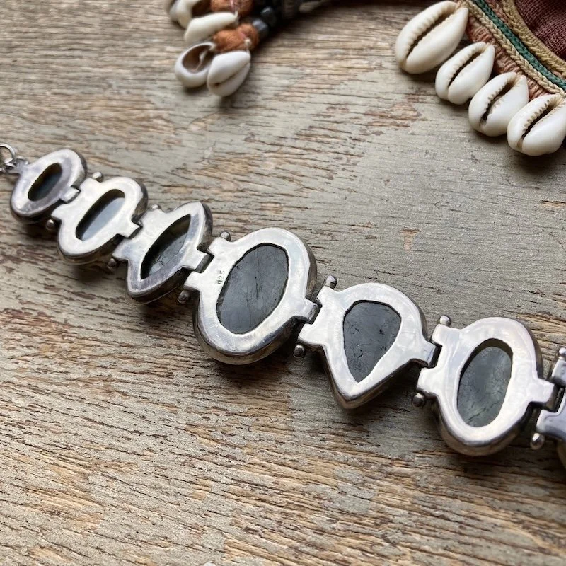 Dreamy Vintage Chunky Sterling Silver and Labradorite Bracelet
