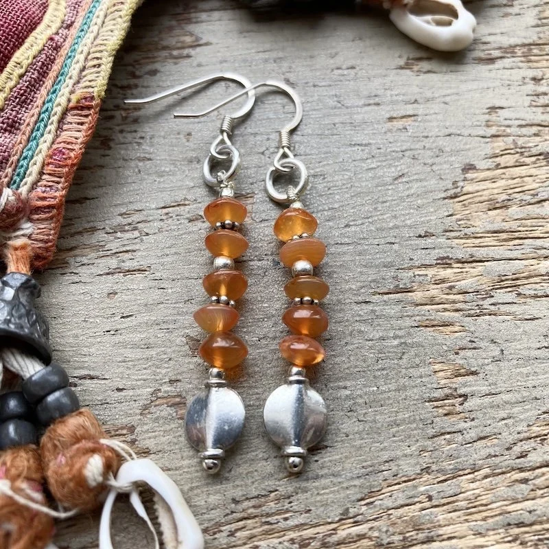 sterling silver beaded carnelian earrings 3.jpeg
