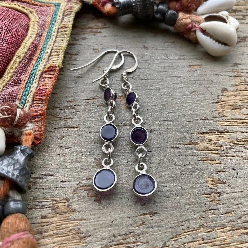 sterling silver amethyst dangly earrings 2.jpeg