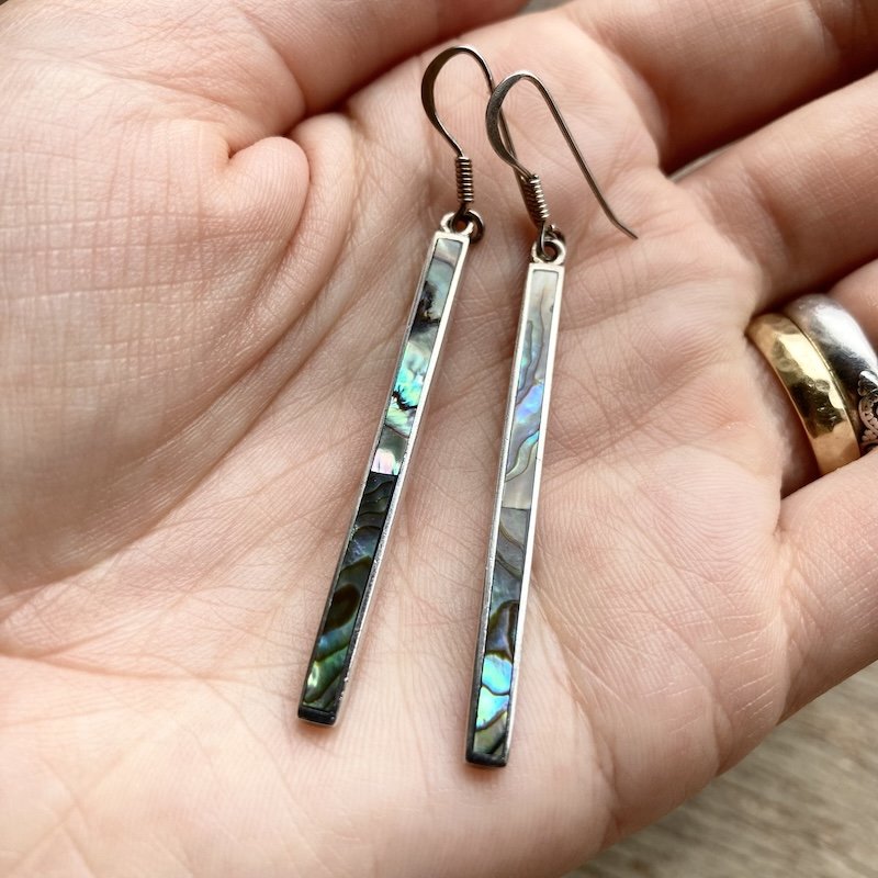 Dreamy Vintage Sterling Silver Abalone Shell Earrings