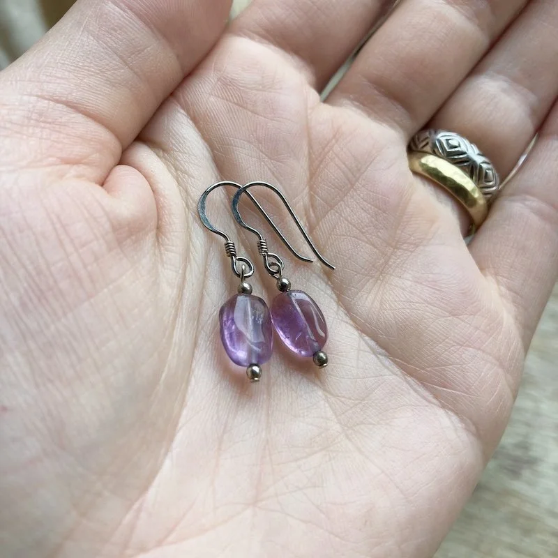 vintage sterling silver amethyst bead earrings 3.jpeg