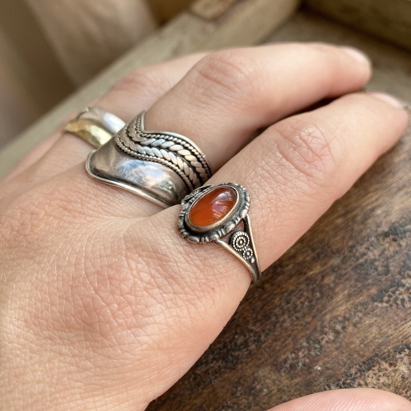 Dreamy Vintage Sterling Silver Carnelian Ring