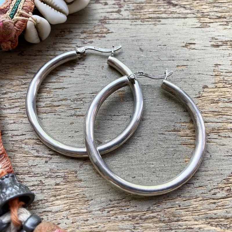 large vintage simple sterling silver hoops 2.jpeg