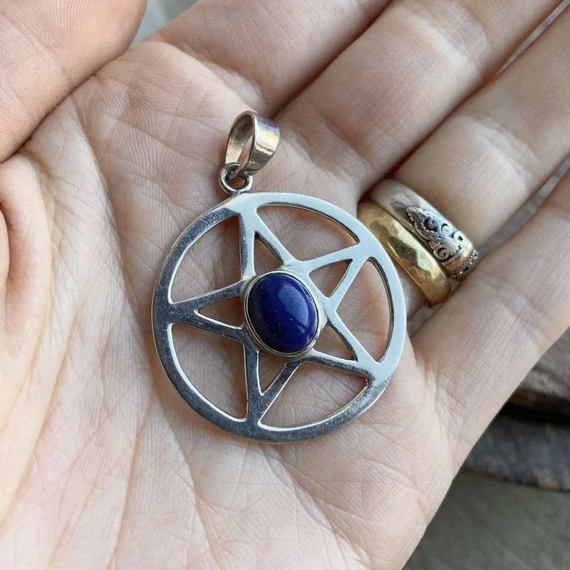 sterling silver lapis lazuli pentacle pendant 3.jpeg