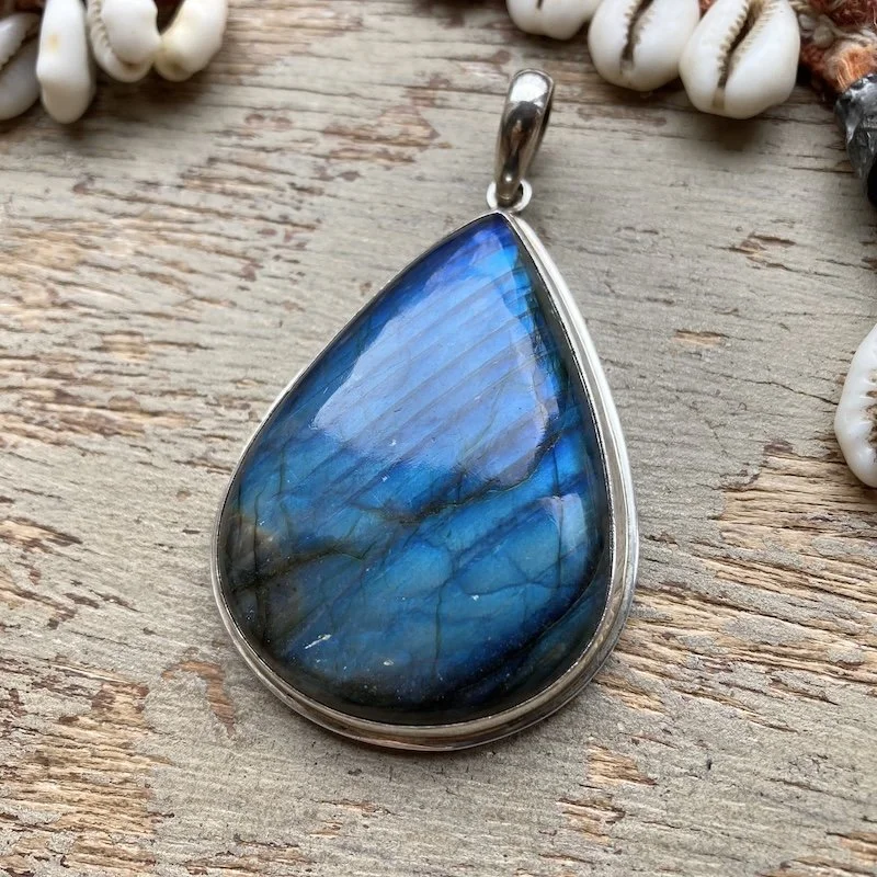 Incredible Large Sterling Silver Flashy Labradorite Pendant