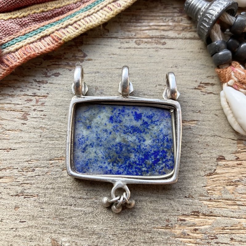 Vintage Indian Sterling Silver Lapis Lazuli Pendant