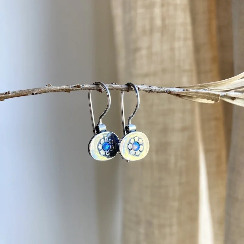 sterling silver and iridescent flower earrings 4.jpeg