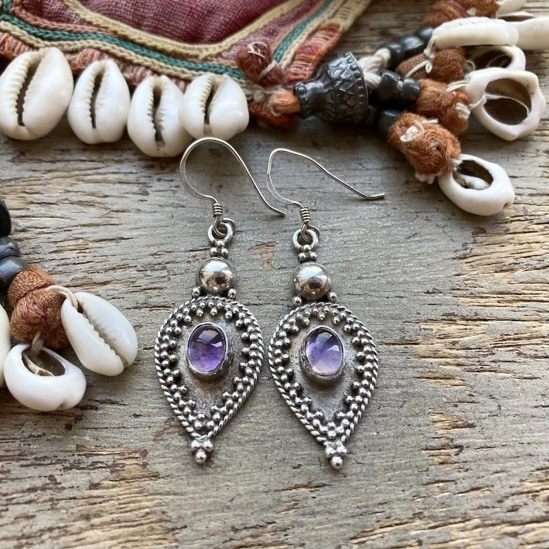 vintage Indian sterling silver amethyst earrings 1.jpeg