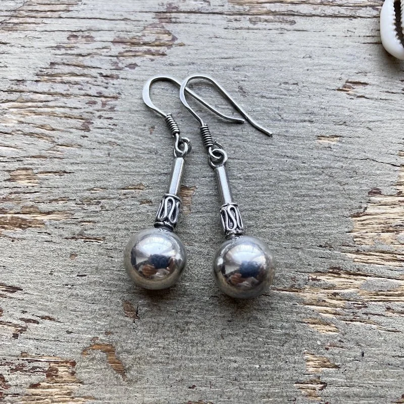 Funky Vintage Sterling Silver Dangly Bali Earrings