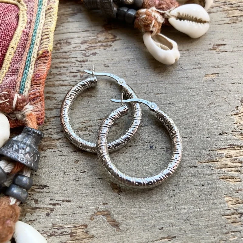 funky sterling silver textured hoops 2.jpeg