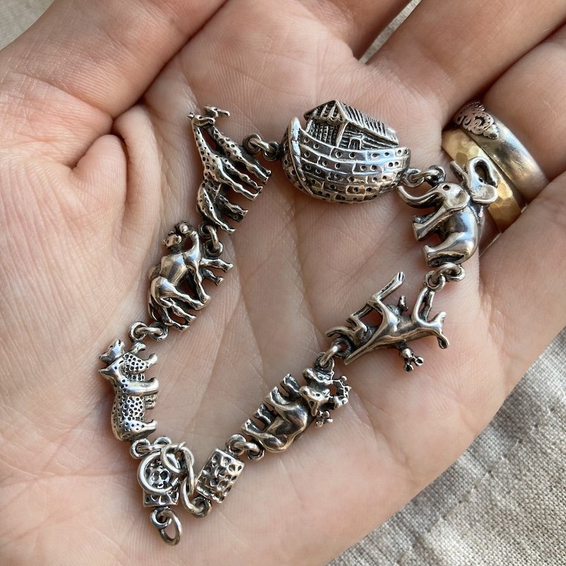 Wonderful Vintage Sterling Silver Noah's Ark Bracelet