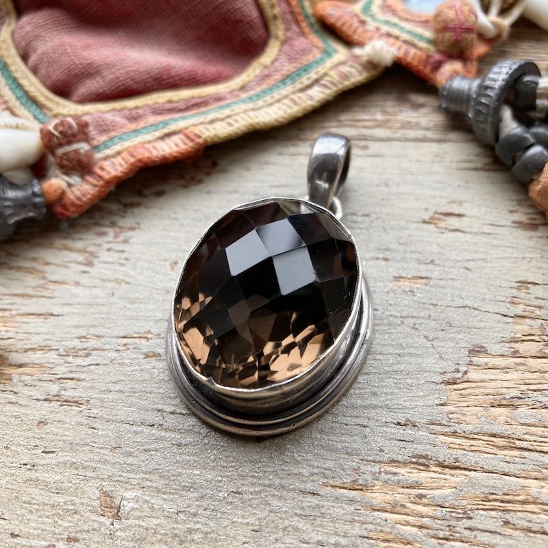 Sterling Silver Chunky Sterling Silver Smoky Quartz Pendant