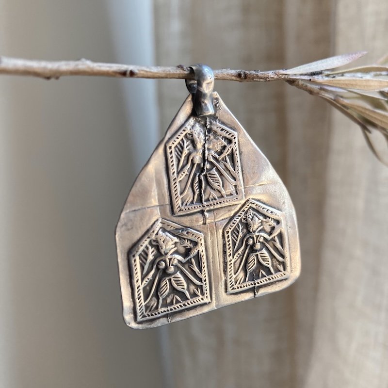 Beautiful Vintage Indian Sterling Silver Amulet Pendant