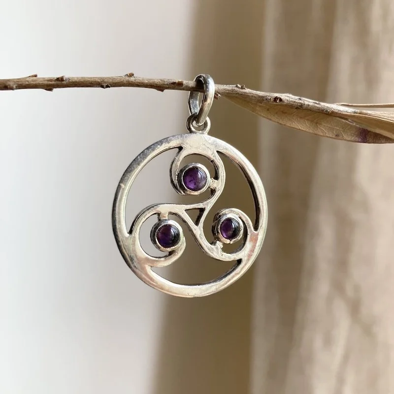 sterling silver and amethyst triskelion pendant 4.jpeg