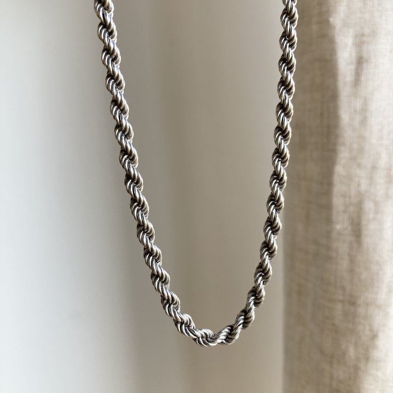 Fab Vintage Sterling Silver Rope Twist Chain Necklace
