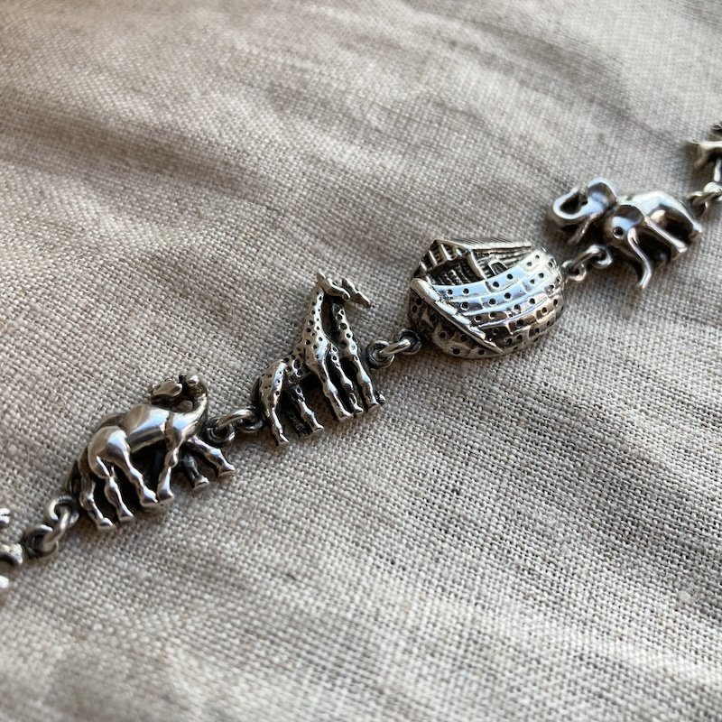 Wonderful Vintage Sterling Silver Noah's Ark Bracelet