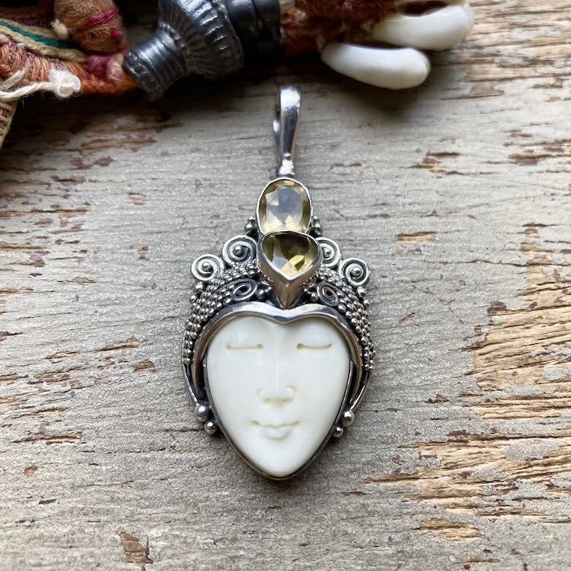 small sterling silver and citrine Balinese goddess pendant 2.jpeg