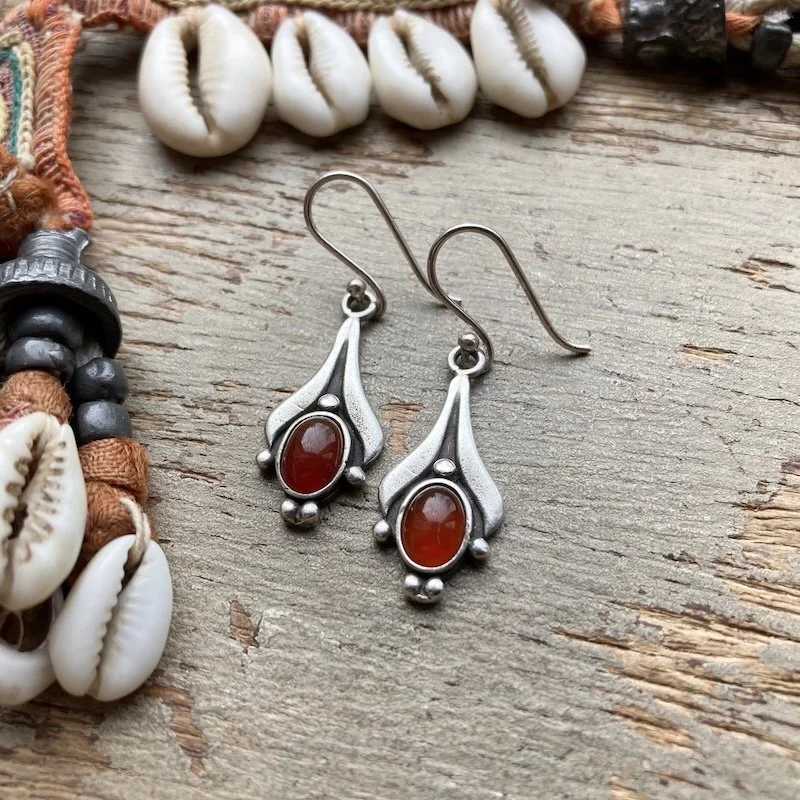 vintage sterling silver carnelian earrings 1.jpeg