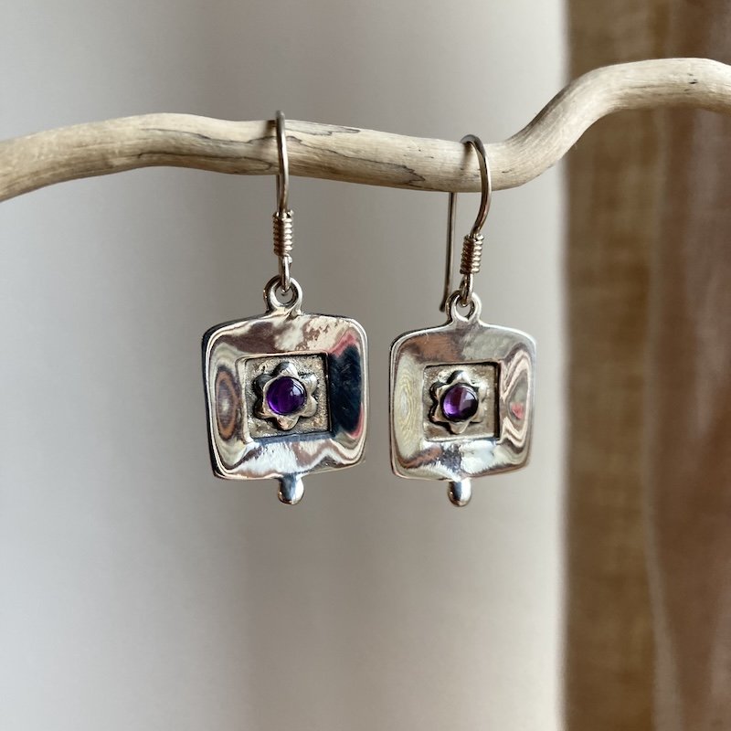 Lovely Vintage Sterling Silver and Amethyst Earrings