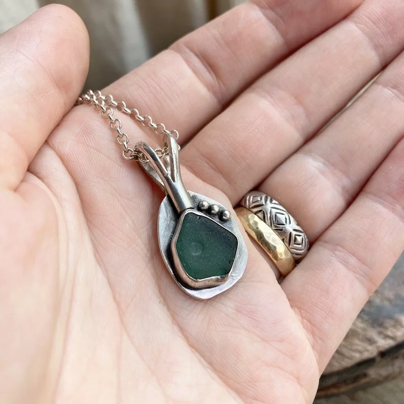 handmade sterling silver and seaglass necklace 4.jpeg
