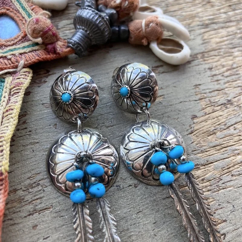 vintage southwestern sterling silver concho earrings 2.jpeg