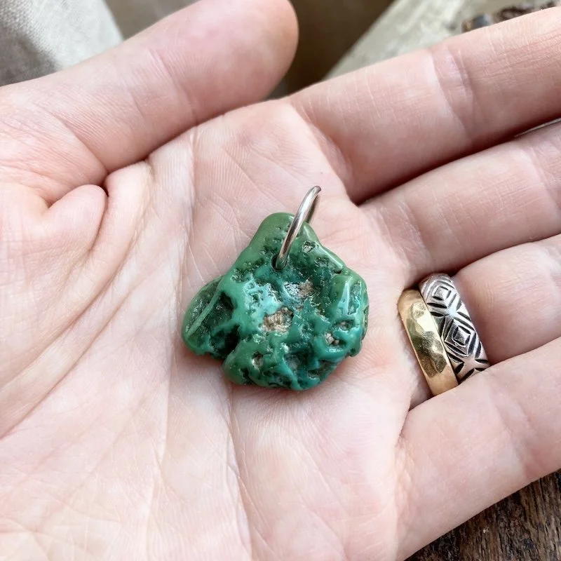 sterling silver natural turquoise nugget pendant 2.jpeg