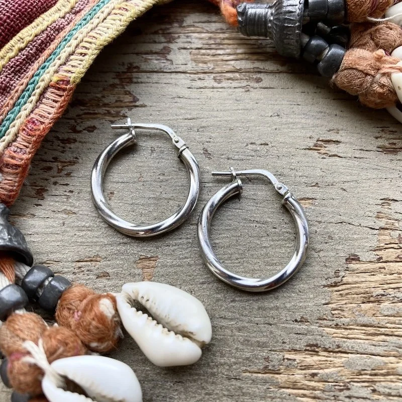 cute little sterling silver textured hoops 2.jpeg