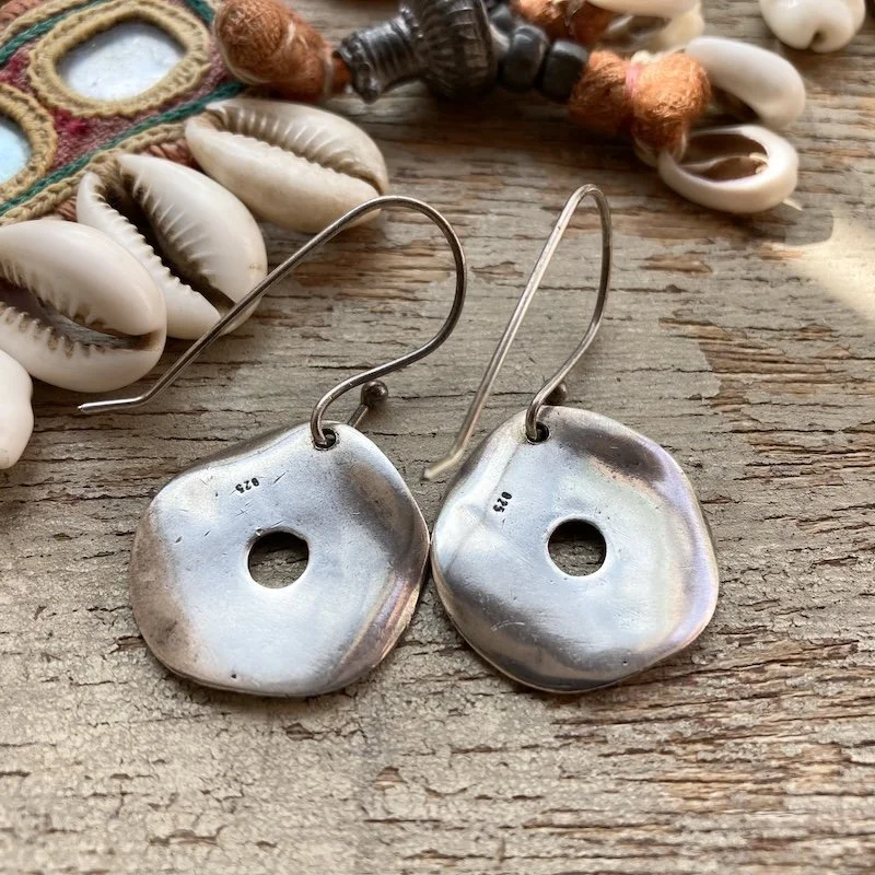 vintage dangly solid silver disc earrings 2.jpeg