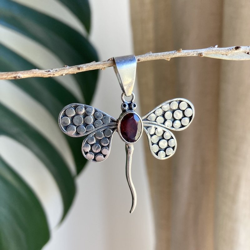 sterling silver and garnet dragonfly pendant 4.jpeg