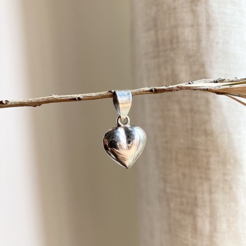 Cute Little Sterling Silver Puffy Heart Pendant