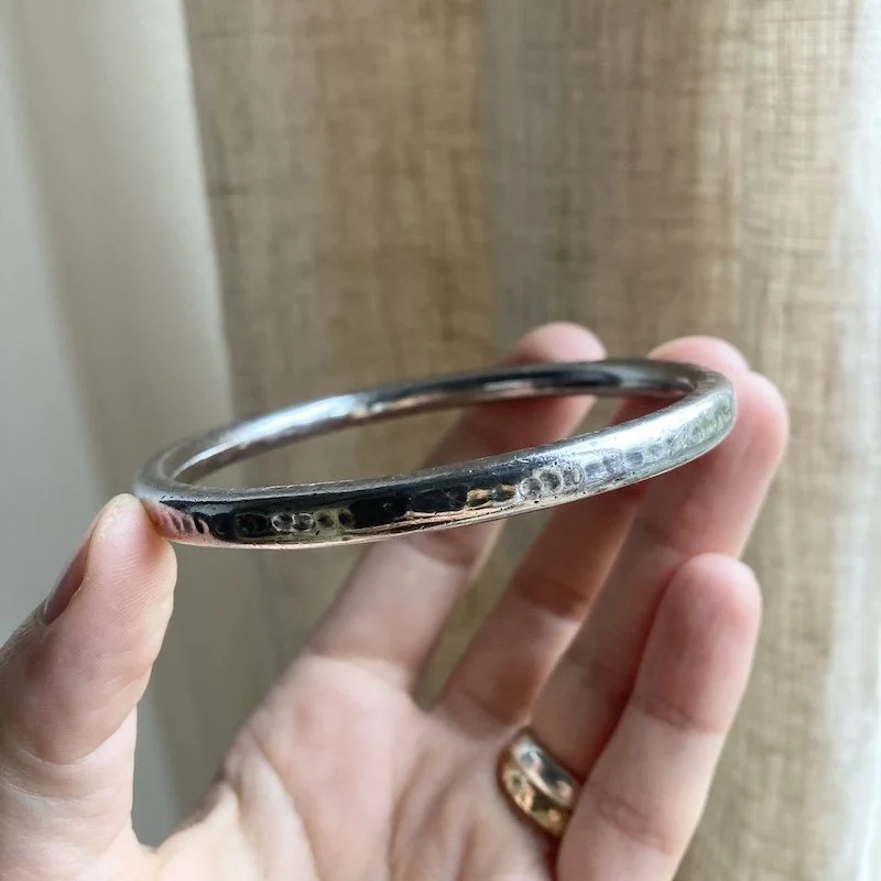 Fab Vintage Hammered Sterling Silver Bangle