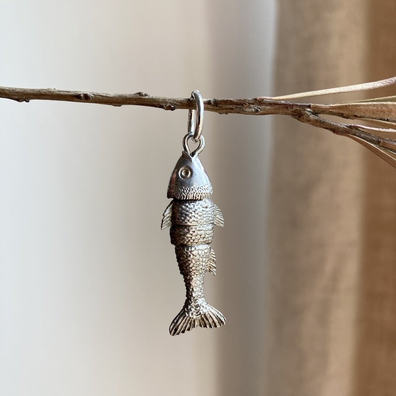 Funky Vintage Sterling Silver Fish Pendant