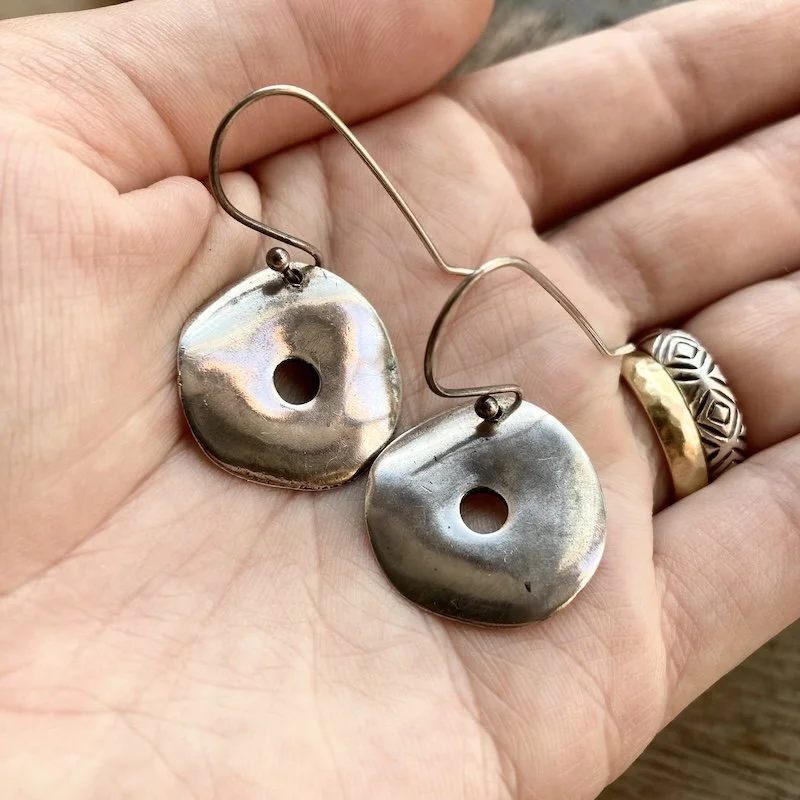 vintage dangly solid silver disc earrings 3.jpeg