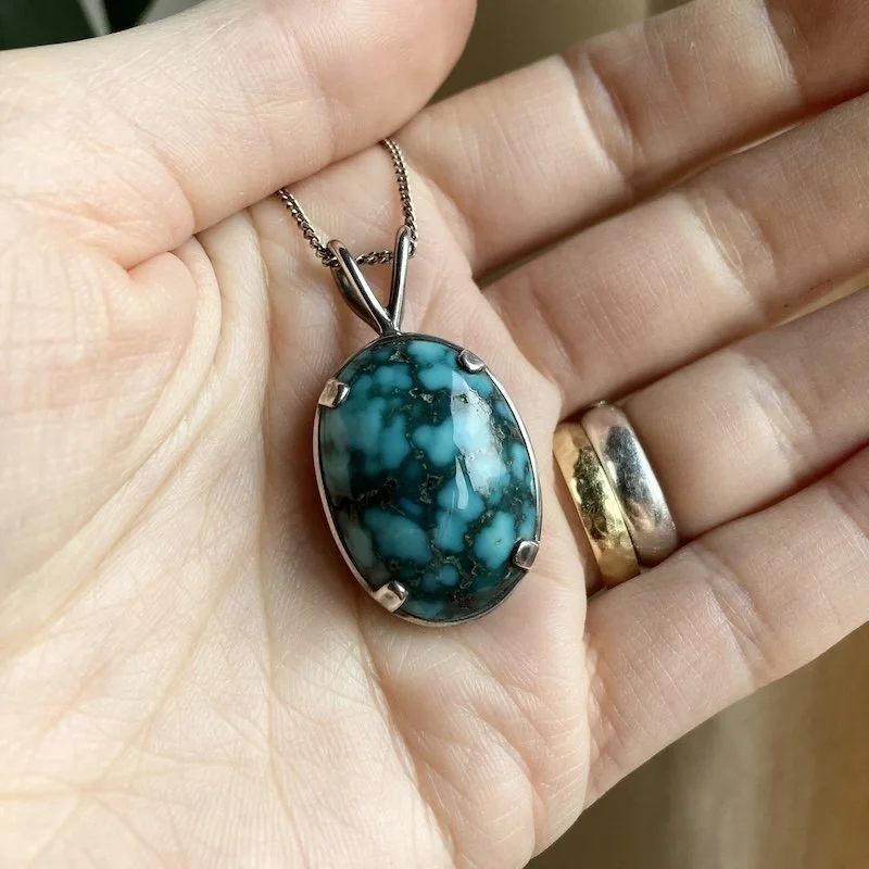 vintage sterling silver natural turquoise necklace 6.jpeg