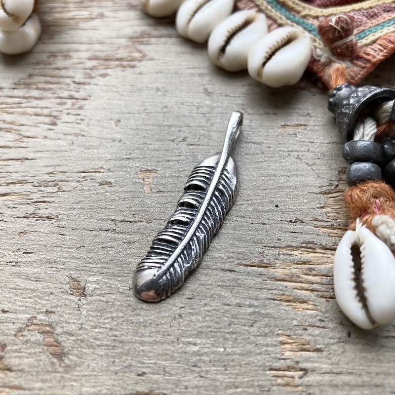 Pretty Sterling Silver Feather Pendant