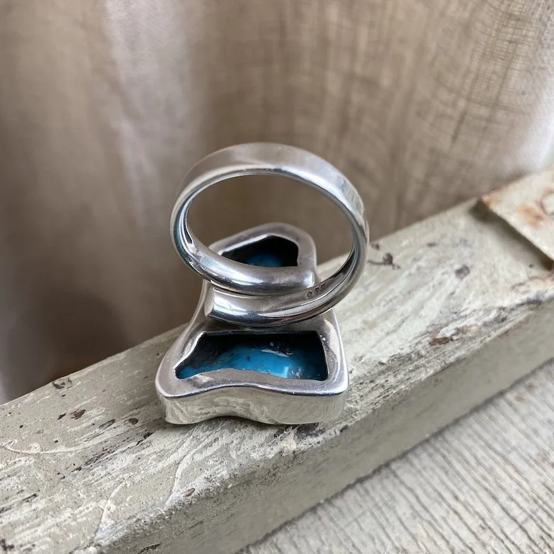 solid silver chunky natural turquoise nugget ring 2.jpeg