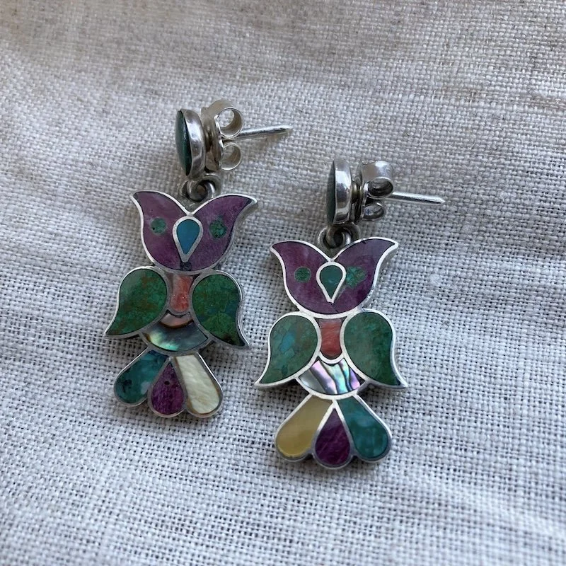 vintage peruvian 950 silver owl earrings 3.jpeg