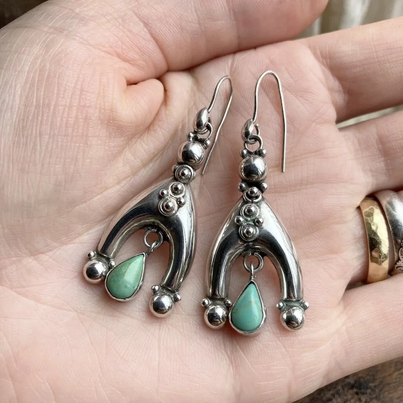 vintage ornate sterling silver turquoise earrings 4.jpeg