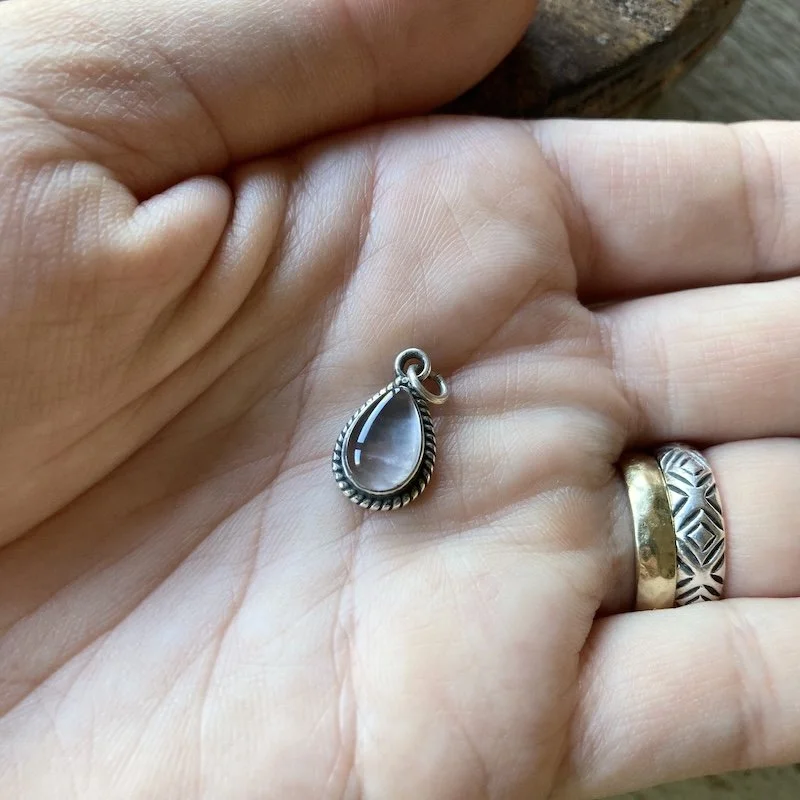 little sterling silver and rose quartz teardrop pendant 3.jpeg