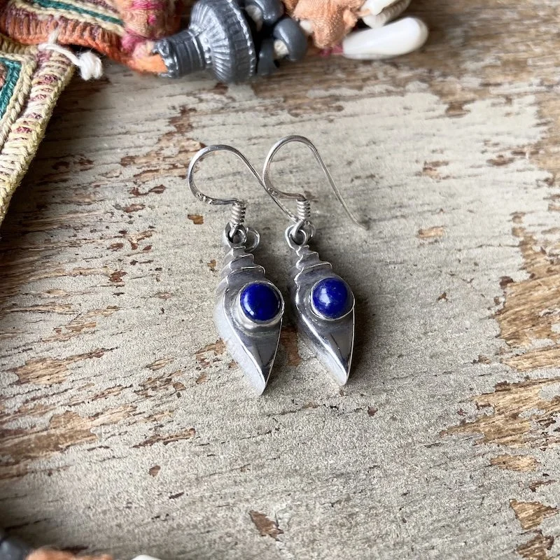 chunky solid silver and lapis lazuli earrings 2.jpeg